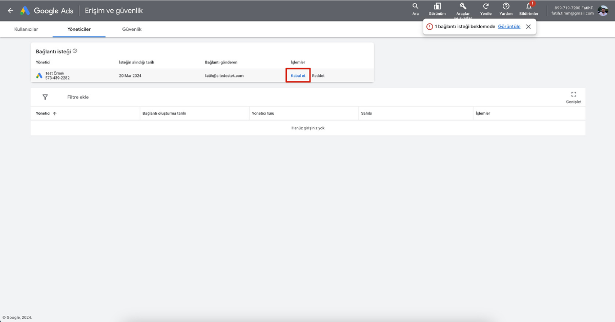 Google MCC Hesap Oluşturma