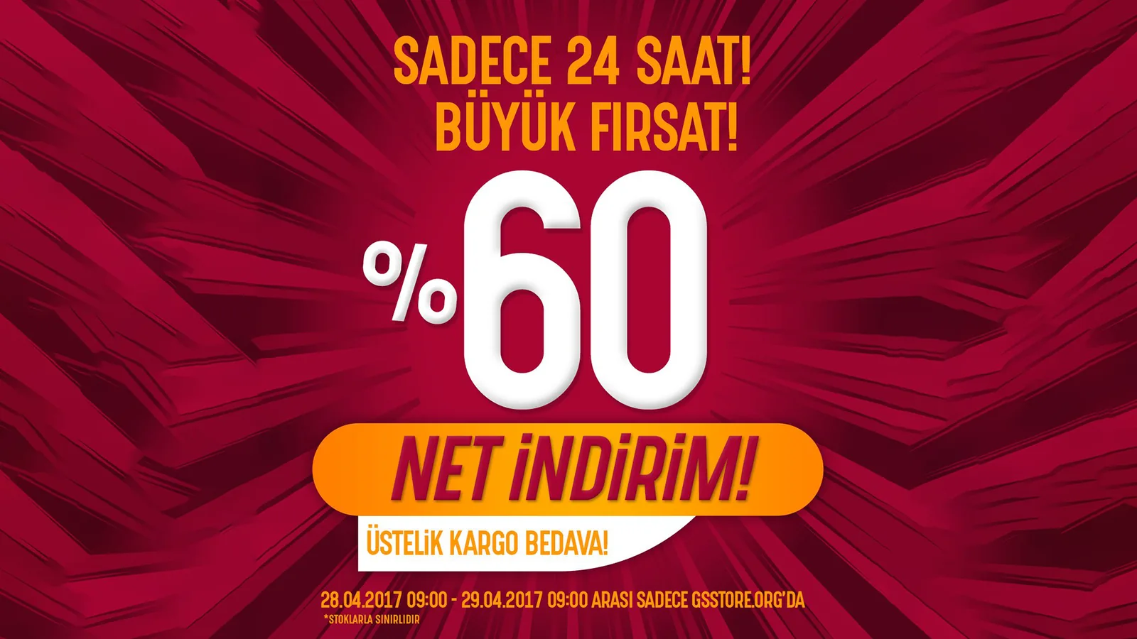 24 saat süreyle yüzde 60 indirim sunan kampanya örneği