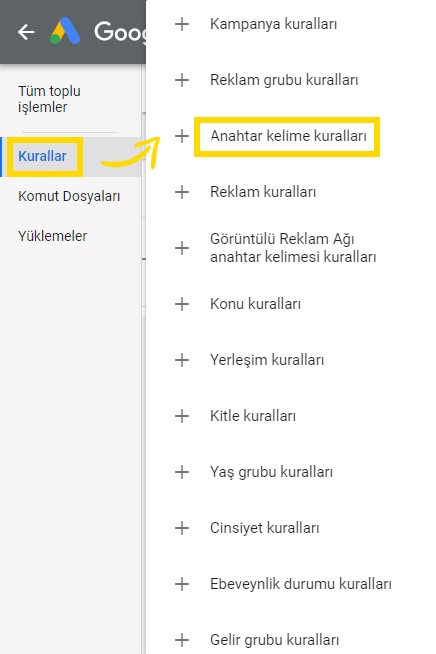 Google ADS Anahtar Kelime Kuralları