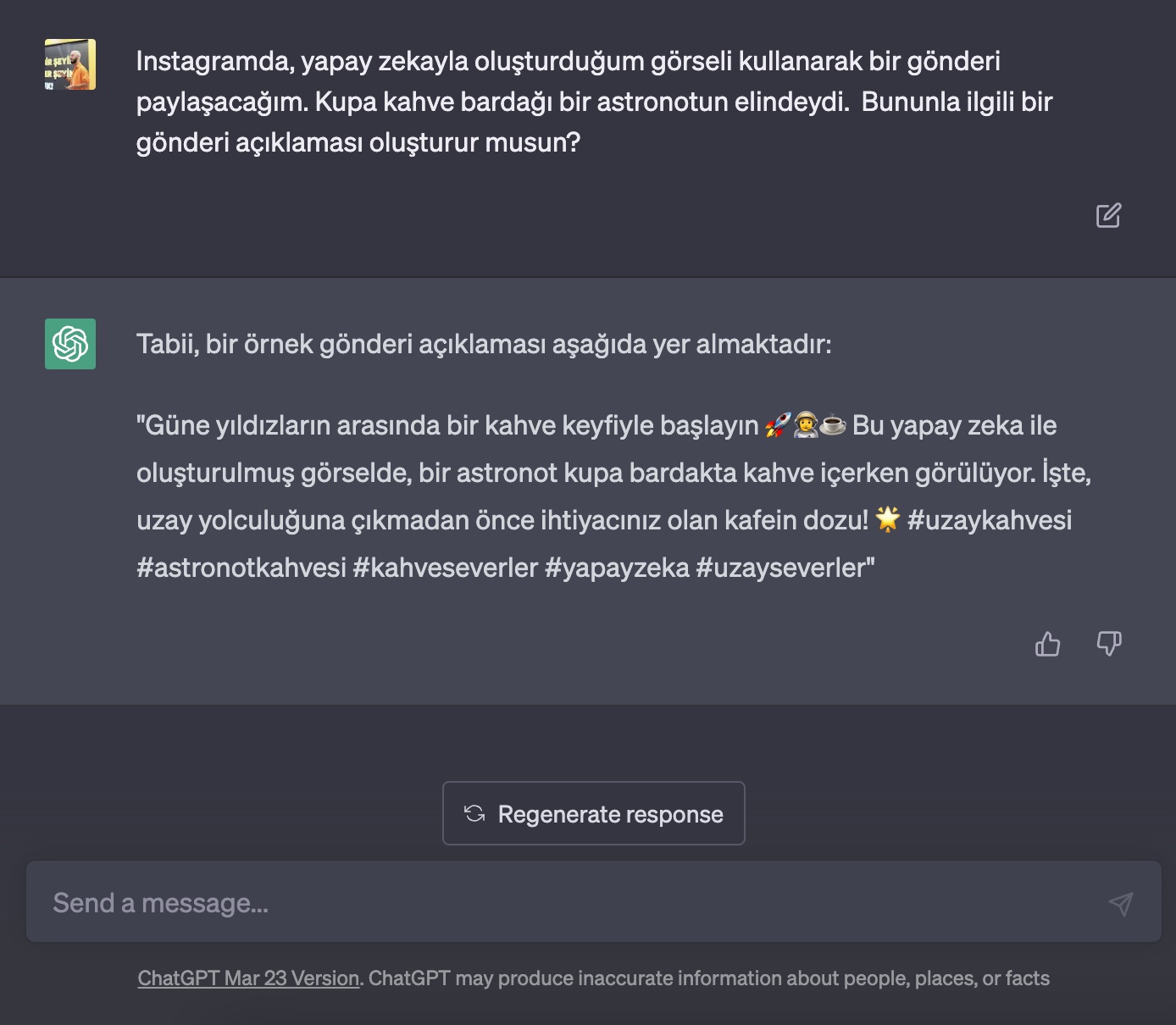 Chatgpt Instagram Açıklaması