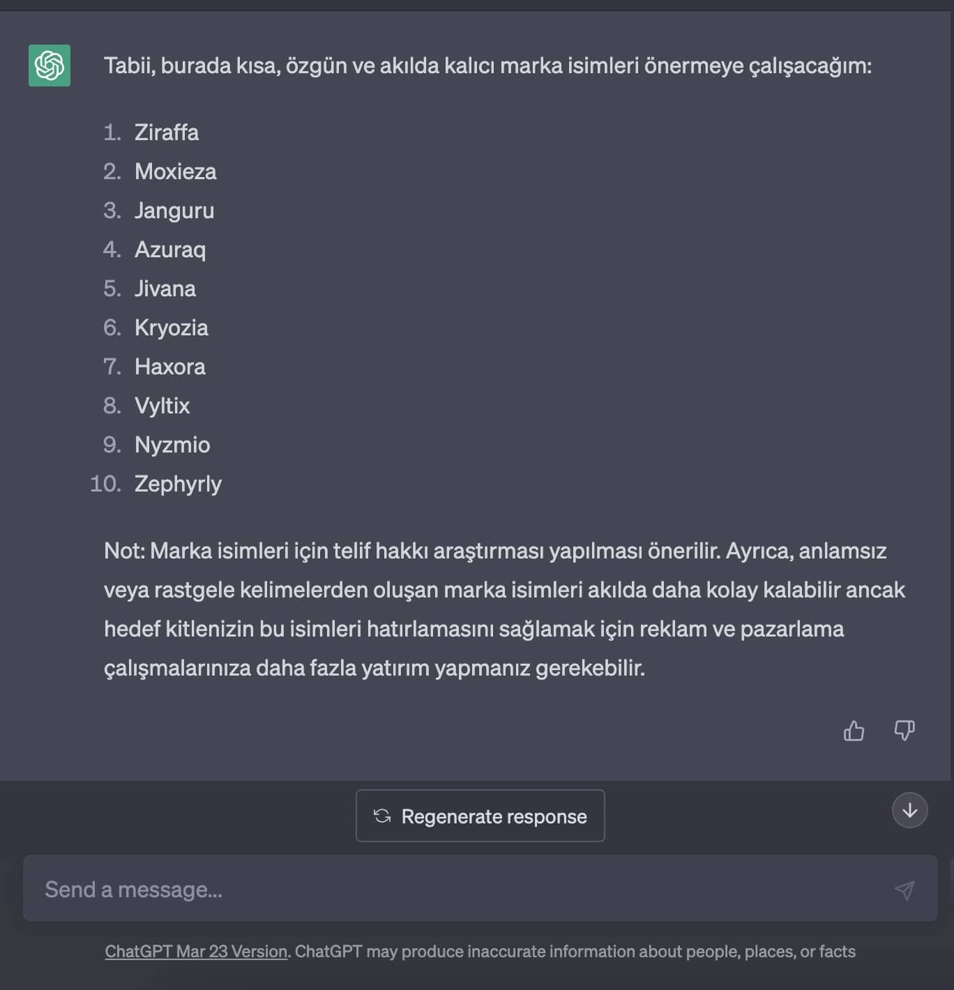 Chatgpt Marka İsmi Bulma